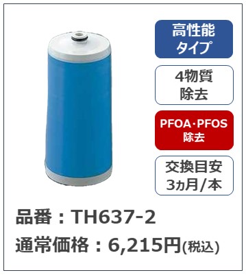 内蔵形浄水器用 鉛・総トリハロメタン除去カートリッジ TH637-2