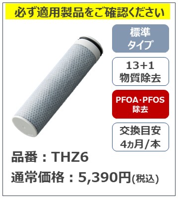 浄水器内蔵形水栓用 標準カートリッジ 1本 THZ6